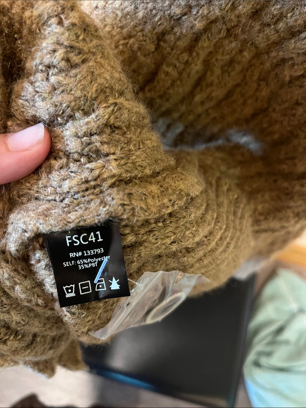POL Taupe Textured V‑Neck Cardigan with Front Buttons - Picture 6 of 10